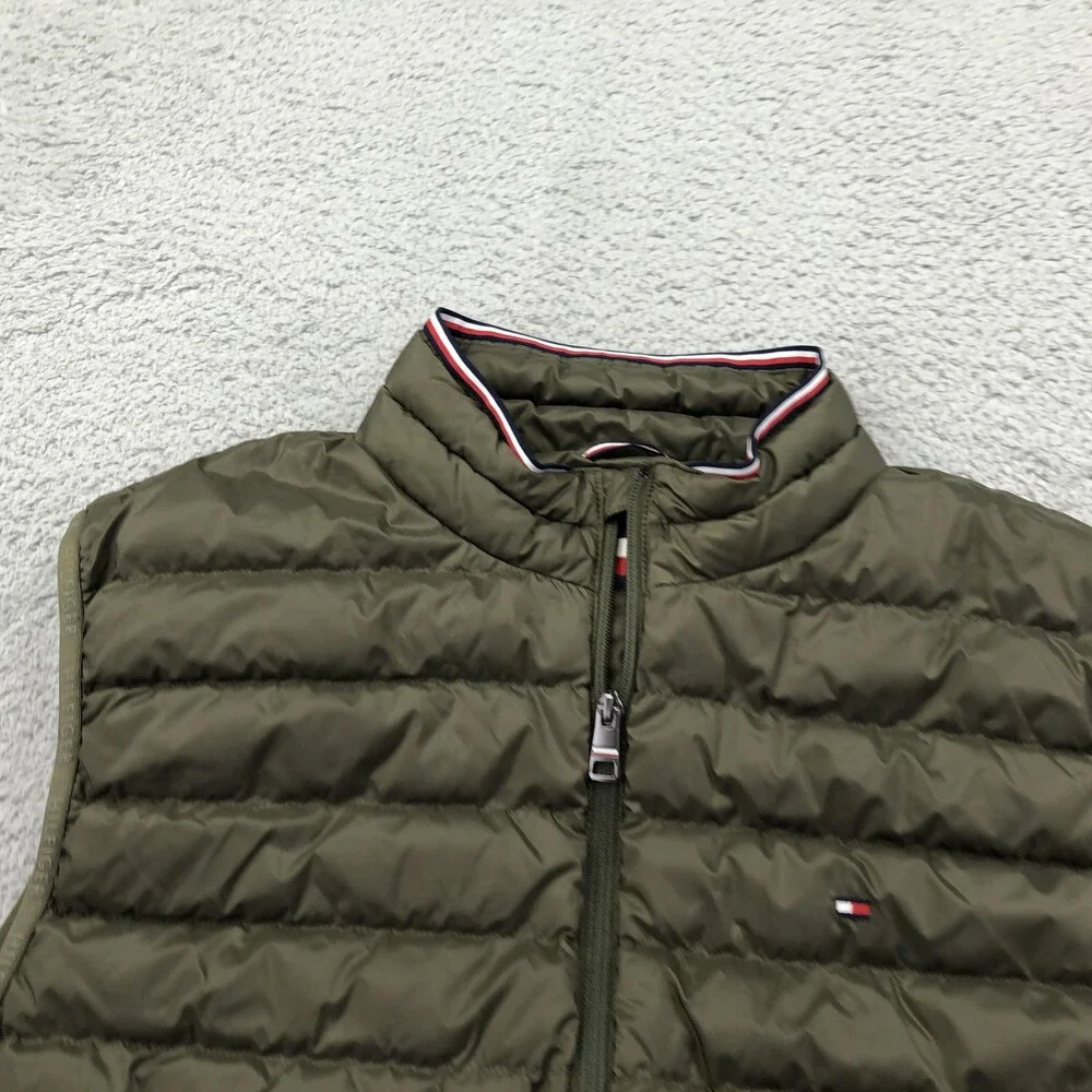 Tommy Hilfiger Vest Mens XL Green Puffer Full Zip Lightweight Outdoor Quilted